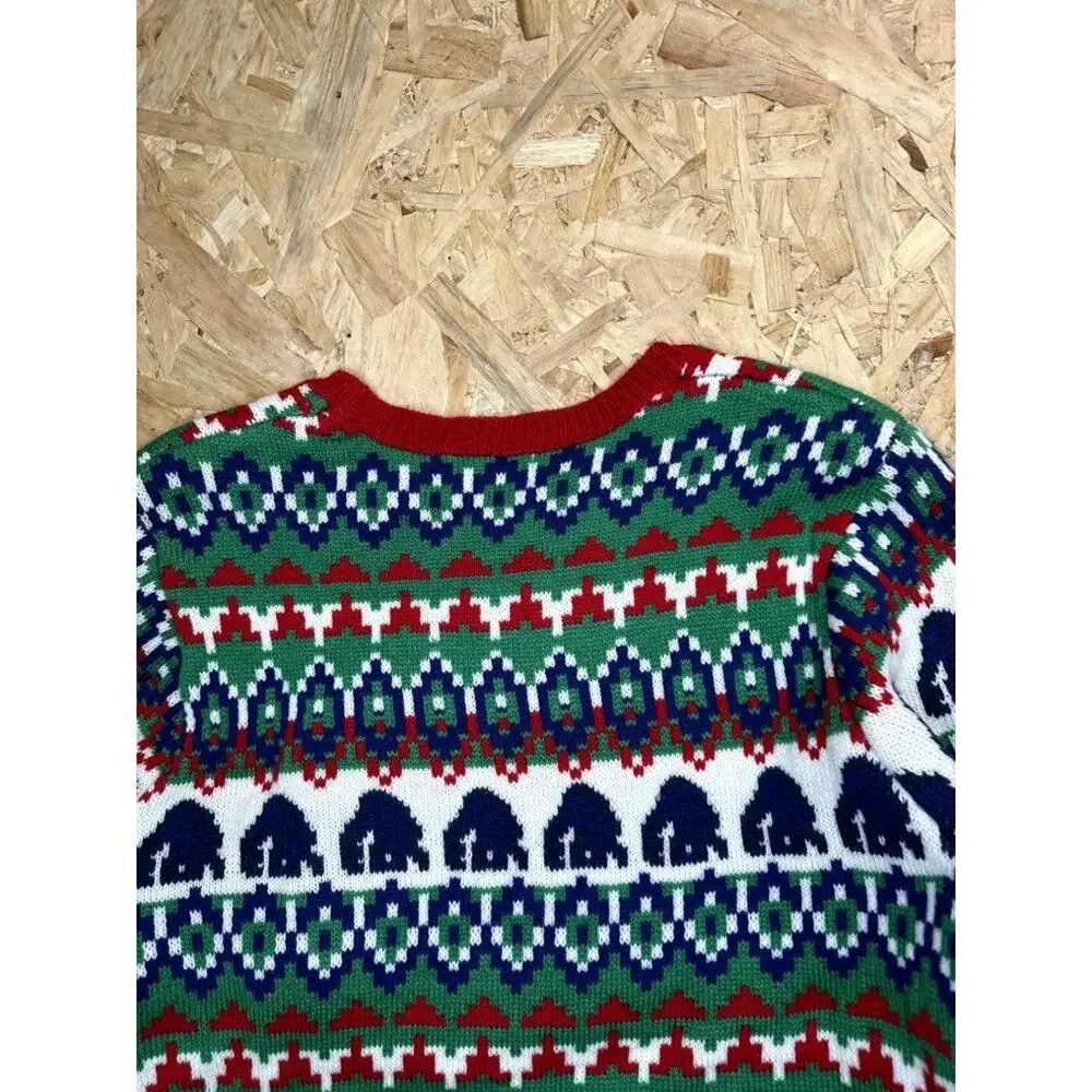 Holiday Time Ugly Christmas Sweater Mens Large Gorilla Santa Hat Candy Cane Knit